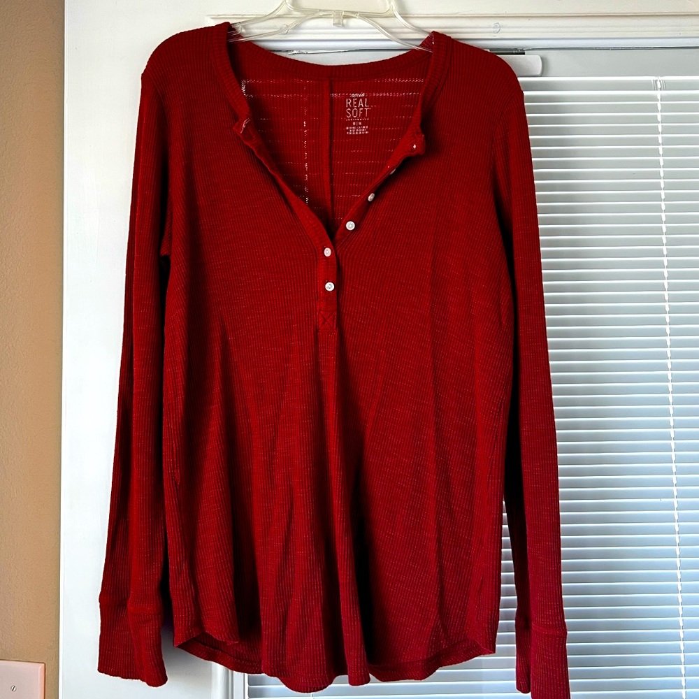 Aerie, burnt orange comfy long sleeve tee